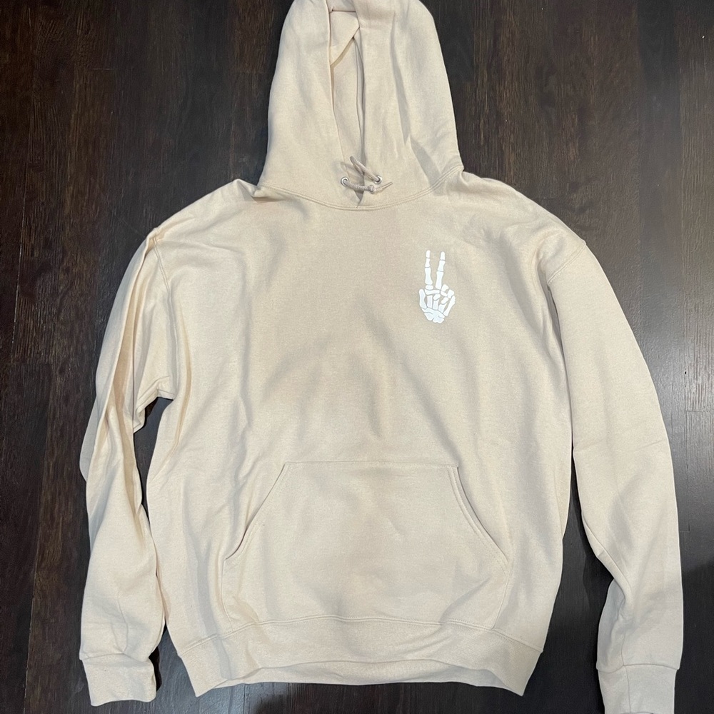 Mens Bowery Tan Skeleton Hand Hoodie